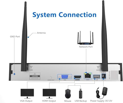 (2026 New) Firstrend WiFi Wireless Security Camera System, 8Ch NVR with 8 CCTV Bullet Cameras & 3TB HDD, AI Human Detection, 2-Way Audio, IP66 Waterproof, H.265, 24/7 Recording