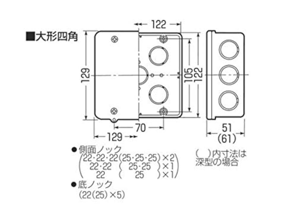 Amazon.co.jp: 未来工業 PVKボックス 大形四角浅型 ノック付き