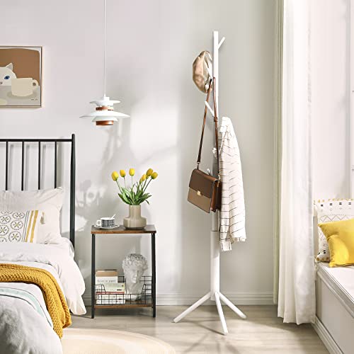 YMYNY Perchero de Pie, 175CM Perchero de Madera Maciza, Perchero en Forma de Árbol, 8 Ganchos, 3 Alturas Ajustables, para Ropa, Sombrero y Bolso, para Salón, Dormitorio y Oficina, Blanco HCR001W - imagen 3