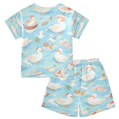 Summer Duck Kids Pjs Set Boys Girls Summer Short-Sleeve Sleepwear Pajamas 2PCS2
