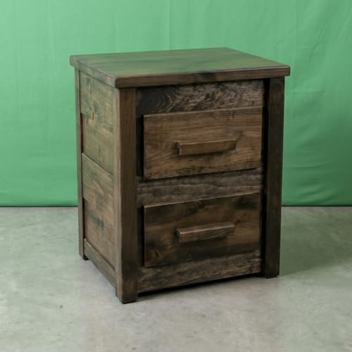 Farmhouse Wood Nightstand, 2 Drawer - Bedside Table – Rustic,