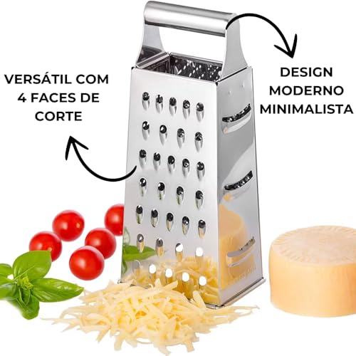 Ralador Fatiador Alimentos Inox 4 Faces Lâminas Diversas Legumes Frutas Verduras Queijo Multifuncion