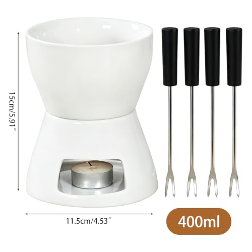 Keramik Schokofondue Set 400ml, mit 4 Gabeln – Bild 3