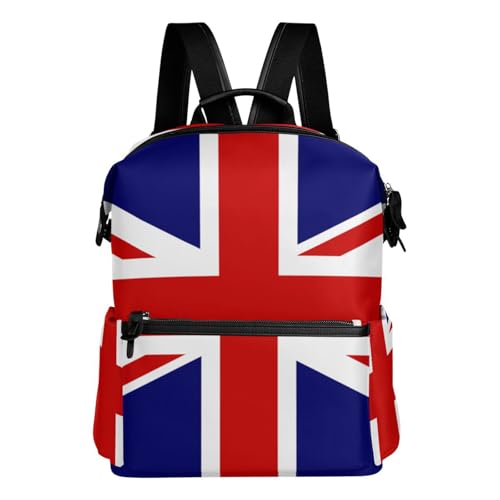 Sac à dos pour femme en PU imprimé Union Jack taille unique pour l'école et le voyage