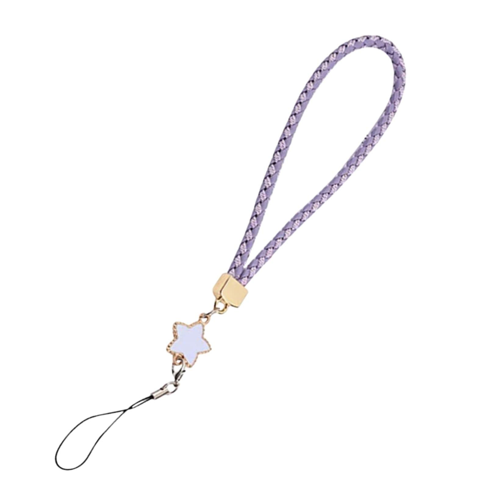 Fuqimanman2020 Stars Cell Phone Lanyard Strap Charms for Women Girls- Cute Wrist Leather Handmade Sring Rope for Purse Keychain Car Key(Purple)