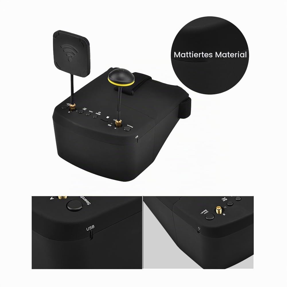 800D FPV-Brille 5,8 G 40 Kanäle 5 854 X 480 DVR-Aufnahme/Speicherung Doppelantennen 2000 MAh für RC-Renndrohne EU Stecker