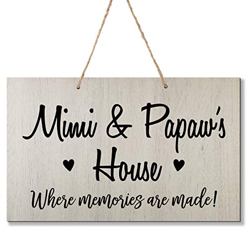 LifeSong Milestones Personalized Grandparent Family Name Wall Plaque Sign Grandmother Grandfather Gift Ideas for Home 8 x 12 (Mimi and Papaw White)