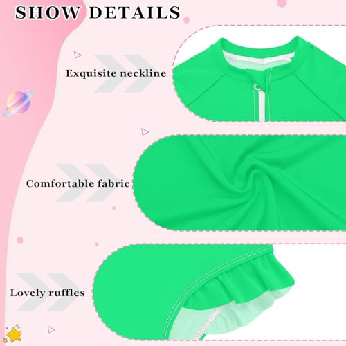 CHIFIGNO Spring Green One Piece Swimsuit for Girls Rash Guard Quick Dry Bathing Suit Kids 3T4