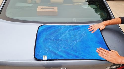 Image of SOFTSPUN Microfiber Cloth for Car Coral 800GSM 40X60cms 4 Pcs Blue+Grey! Extra Thick Microfiber Cleaning Cloths Perfect for Bike, Auto, Cars Both Interior and Exterior.