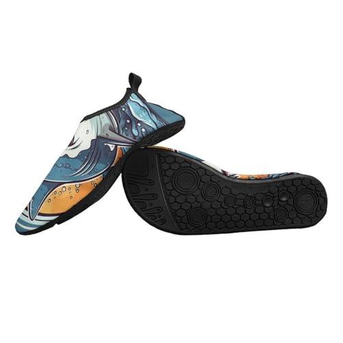 Water Shoes for Women Men Hand Drawn Shark Water Sports Shoes Slip-on Breathable Lightweight Athletic Aqua Sock 11/12men2