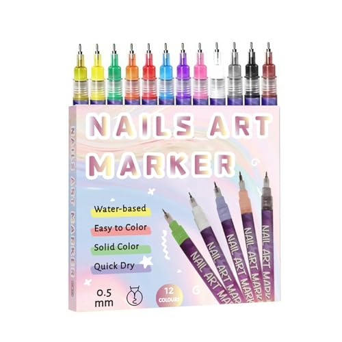 Nail Pens - Nail Painting Pen, 12 Pieces Manicure Design Pen, Fine Painting Art Fast Drying Liner, Nails Paint Art Polish Pens F