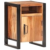 Ordellia Nachttisch Akazie Massivholz 40x35x55 cm mit 2 Fächern & Tür, Nachtkommode Industriestil Beistelltisch, Ablagetisch Schlafzimmer Wohnzimmer, Bettkonsole Stahl Seitenschrank