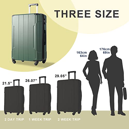 Image of Merax Luggage Set 3 Piece Expandable Lightweight Spinner Suitcase with Corner Guards, Green1, 3-Piece Set (20 /24 /28), 3-piece Set(20 /24 /28)