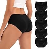 INNERSY Women's Seamless Underwear No Show Invisible Lightweight Hipster Panties 5-Pack(Black,Medium)