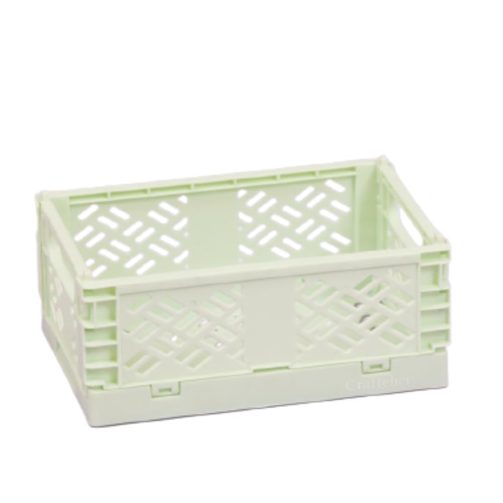 Craftelier - Box for Organisation and Storage of Craft Materials | Foldable and Stackable Design | Small Size - Open Box Measures 13,5 x 9,5 x 9,5 x 5,5 cm - Colour Mint Green