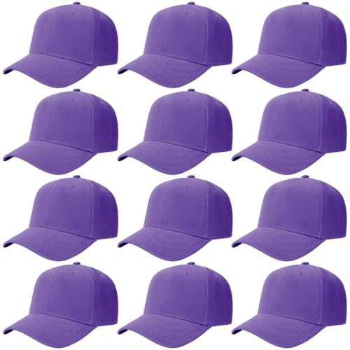 Image of ZH Plain Adjustable Baseball Cap - Lot of 12 Unisex Blank Design Caps