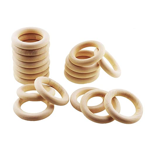 50 Pieces Natural Wooden Rings For Diy Craft Unfinished Handmade Wood Rings Circles Without Paint For Wood Ring Pendant Connectors Jewelry Making (55Mm(2.16")) #TOP2