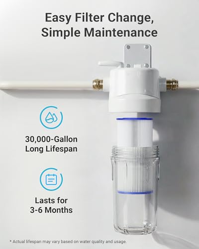 Image of AQUA CREST FXHSC Whole House Water Filter, 20 Micron 10 inch x 4.5 inch Sediment Filters Replacement for GE FXHSC, GXWH40L, GXWH35F, American Plumber W50PEHD, W10-PR, Culligan R50-BBSA, Pack of 2