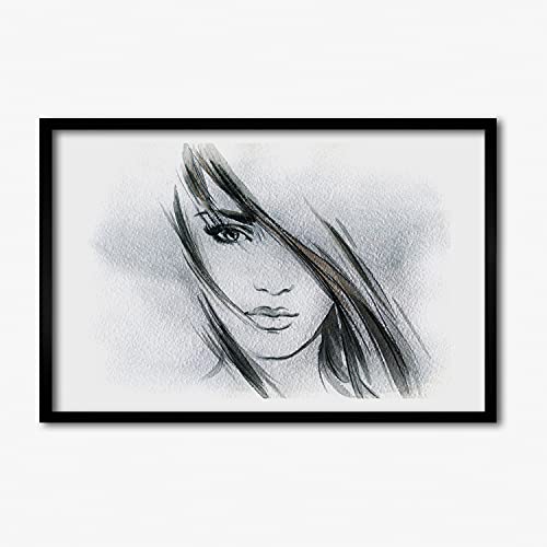 Tableau Cadre en Bois 60x40 cm Portret d'une Femme contre les murs vides