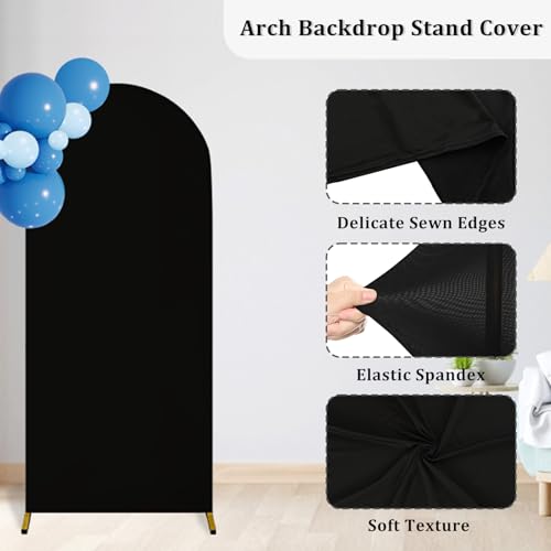 U+U 6FT Wedding Arch Cover, Spandex Arch Backdrop Cover (Black) by U+U - Used condition - Image 2