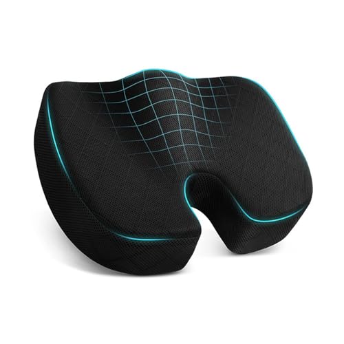 TushGuard Office/ Car Seat Cushion, Non-Slip Sciatica & Back Coccyx Tailbone Pain Relief Chair Pad, Memory Foam Butt Pillow for Computer Desk, Wheelchair, Driving (Black)