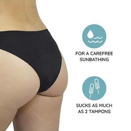 MYLILY figi bikini miesiączkowe dla kobiet V-Shape | stroje kąpielowe miesiączkowe | stroje kąpielowe miesiączkowe czarny (S)