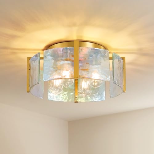 Gold Semi Flush Mount Ceiling Light: 17.7in Kitchen Lights Fixture