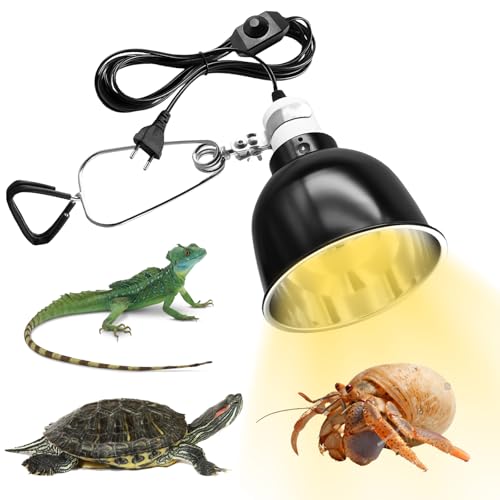 Lámpara de calor para reptiles, 5,5 pulgadas, lámpara de calefacción, portalámparas de terrario, lámparas de cúpula de terrario de reptiles E27 lámpara reflectora de aluminio para tortuga, gamón
