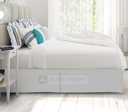 Lightweight Pleated Bed Skirt - King Size 12 Inch Drop - 100% Microfiber - Bed Skirt for King Beds - Light Grey