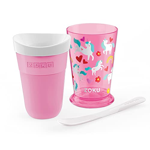 ZOKU Original Slush and Shake Maker - Schmelzschneebecher für Einzelportions-Slushies, Frucht-Smoothies und Milchshakes in wenigen Minuten, BPA-frei, Einhorn – Bild 3
