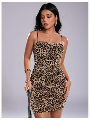Image of Floerns Women's Glitter Sleeveless Ruched Party Clubwear Bodycon Mini Dress