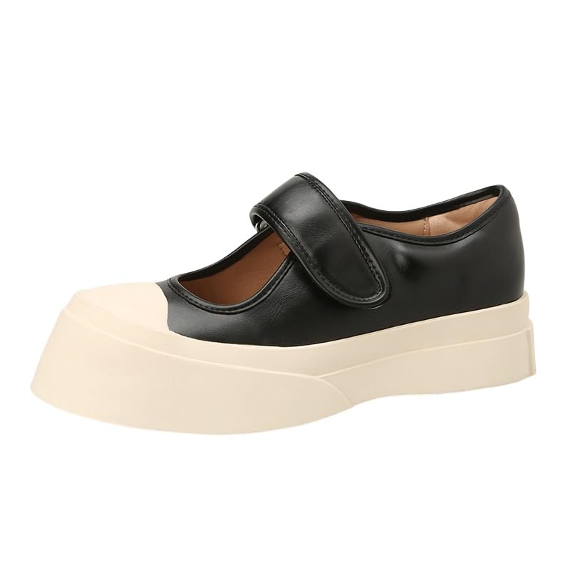 Fashionable Women's Shoes with Thick Heels and Round Toes, Shallow-Arch Mary Jane Style Women's Small Leather Shoes