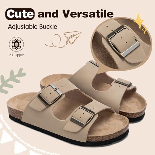 Image of FITORY Boys Girls Glitter Slide Sandals, Cork Slipper with Adjustable Straps for Little Kid /Big Kid