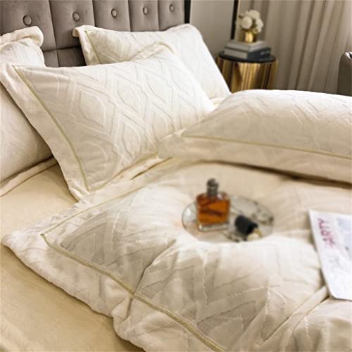 Housse de couette velours gaufré Queen Size 4 pièces parure de lit douce - 4