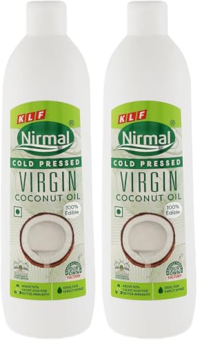 Image of KLF Nirmal Cold Pressed Virgin Coconut Oilm, 500 ml, Great for skin care & Hair Care | Natural & Edible (Pack of 2)
