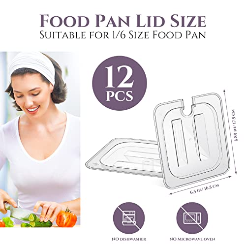 Image of 12 Pcs 1 /6 Size Food Pan Lid Polycarbonate Universal Handled Food Pan Lid