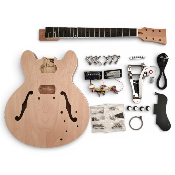 Guitare en kit – E35 en semi hollow Acajou - Les Beatles, Paul McCartney, John Lennon, RIngo Starr, George Harrison Guitare en kit - E35 en semi hollow Acajou