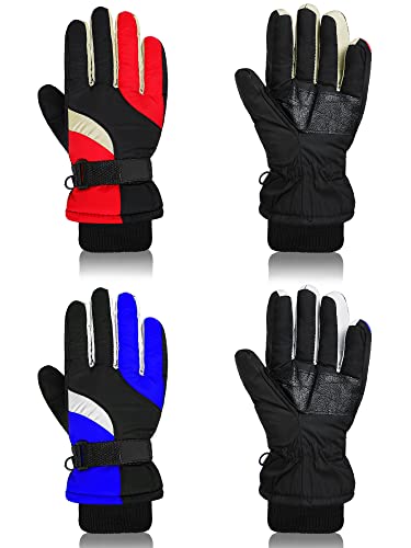 Image of SATINIOR 2 Pairs Kids Winter Snow Gloves Ski Mitten