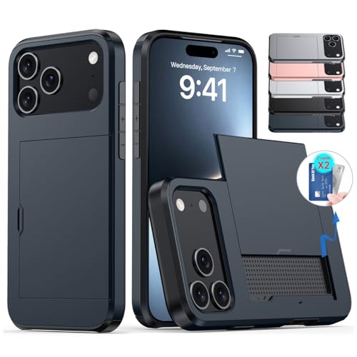 Coque iPhone 17 Pro silicone gris rigide fente carte cachée au dos - 6