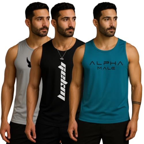 Image of Pack of 2 Sando For Men Men's Sleeveless Round Neck Vest - Pack of 2, Polyester Fabric, Quick Dry Gym & Casual Wear Gym Fit