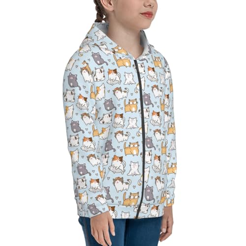 Cute Cat Kid Hoodies Boys Zip Up Sweatshirts Girls Pullover with Pocket4