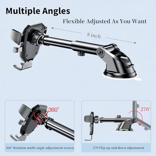 Image of car Mobile Holder for Dashboard with 360 Degree Rotation Phone Holder in car with Quick Release Button, Strong Suction Cup Mount for Windshield & Dashboard, Mobile Holder for car