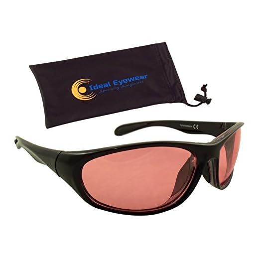 Ideal Eyewear Color Lens Sunglasses - Polarized Ultra Light Sports Wrap Sunglasses - No Slip Rubberized Nose and Temple (Vermillion)