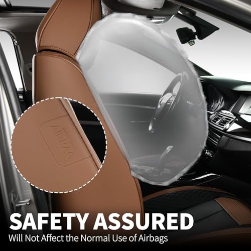 Image of FLORICH Car Seat Covers Front Seats Only, Luxury Leather Seat Covers Universal Anti-Slip Driver Seat Cover, Automotive Vehicle Seat Covers fit for Trucks Vans SUVs Sedans (2 Packs, Light Coffee)