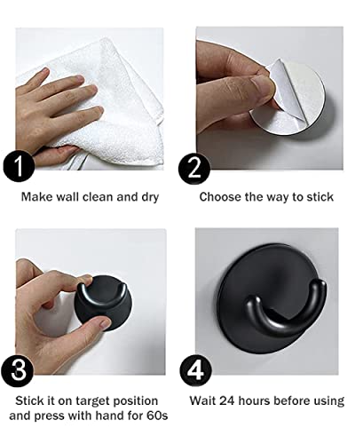 Qiiaoo 4 Pack Adhesive Hooks Heavy Duty, Waterproof Aluminum Alloy Wall Door Hooks Mount For Bathroom Bedroom Shower Stall, Hanging Clothes Coat Hat Bag Towel Robe Dressing Gowns Headset #TOP2
