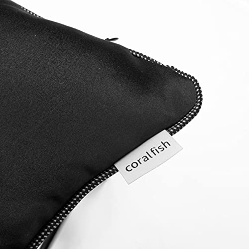 Black Pillow Covers Decorative Throw Pillow Cases Satin Fabric Black And White Piping Bed Sofa Gaming Chair Office Chair Lumbar Support Rectangle Cushion Covers 20X12 Inch, 50X30 Cm, Pack Of 2 #TOP1