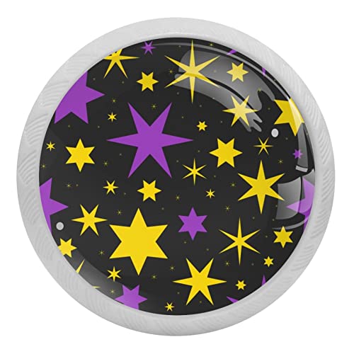 Boutons fluorescents violets et étoiles dorées pour commode (Lot de 4) - 2