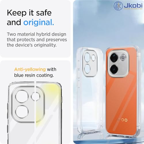 Image of Jkobi Back Cover for vivo iQOO Z9s Pro (Silicone Clear Shockproof Case with Camera Protection | Soft and Flexible | Transparent)