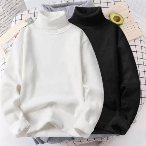 Men's Turtleneck Long Sleeve Sweater Fleece Lined Ribbed Trim Warm Thick Knit Casual Pullover3