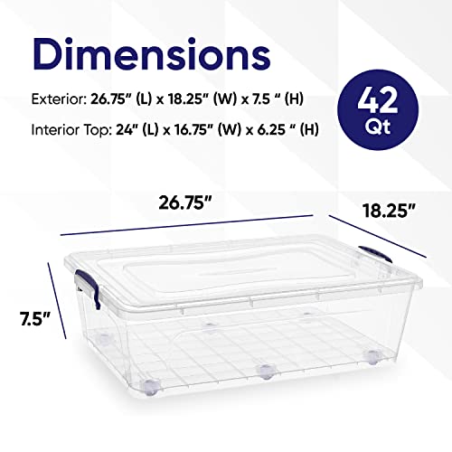Image of Superio Storage Bins with Lids, Clear Plastic Containers for Organizing, Stackable Totes, BPA Free, Odor Free, Organizer Boxes for Home, and Dorm (4 Pack, 42 Quart)